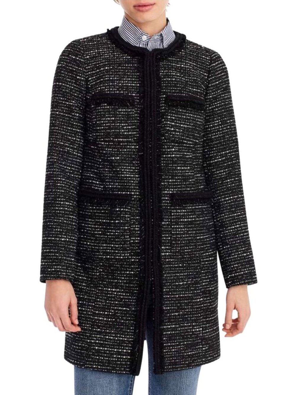 J. Crew Tweed Braided Trim Lady Coat 0 - Picture 14 of 14